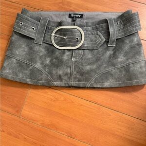 Gray Mini Skirt with Belt